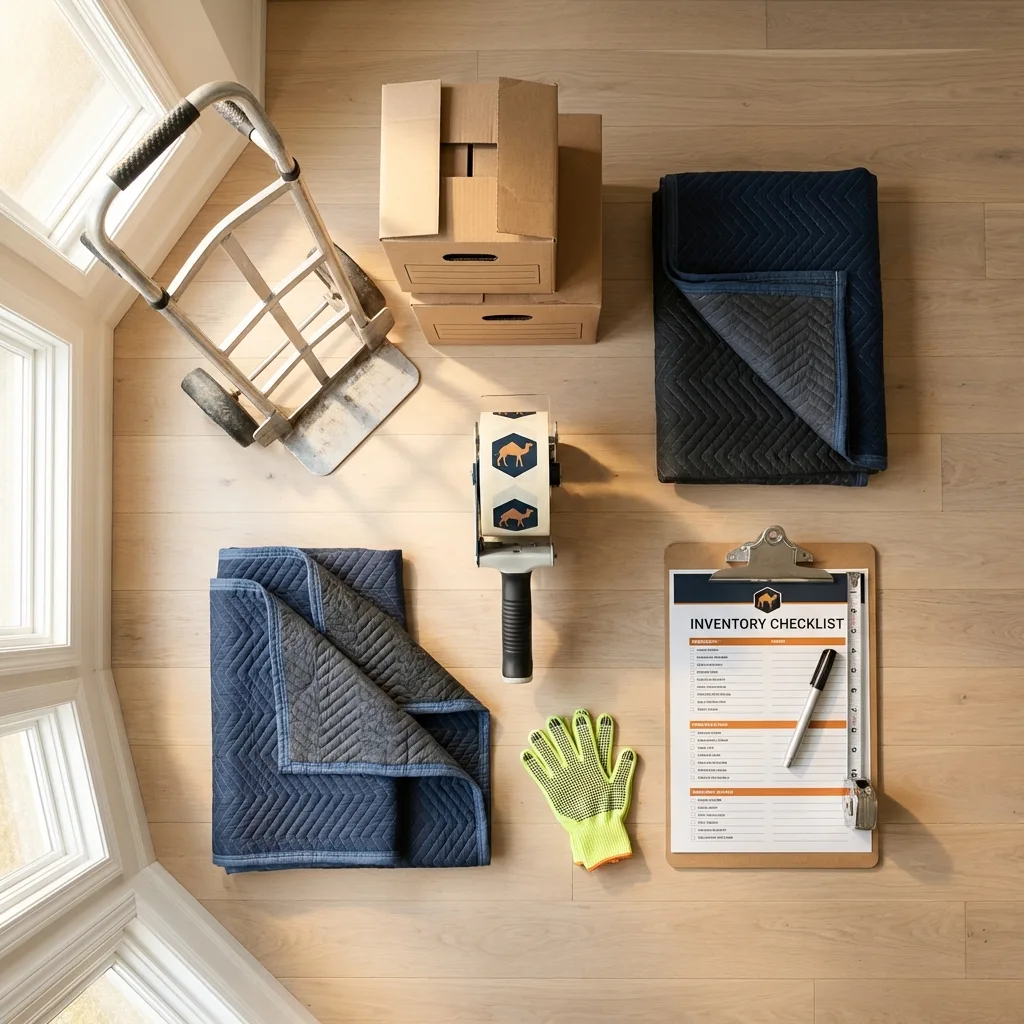 Professional moving supplies and packing materials layout for Maysville residential relocations