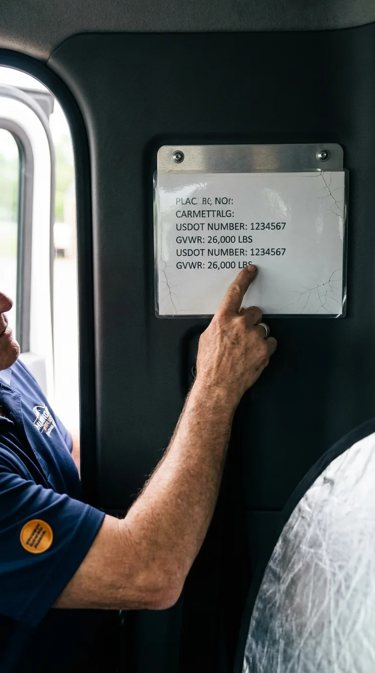 USDOT licensing placard verification in Maysville